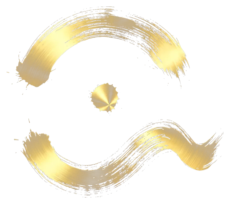 Buga Sphere symbol 05, rendered in gold Japanese brush calligraphy