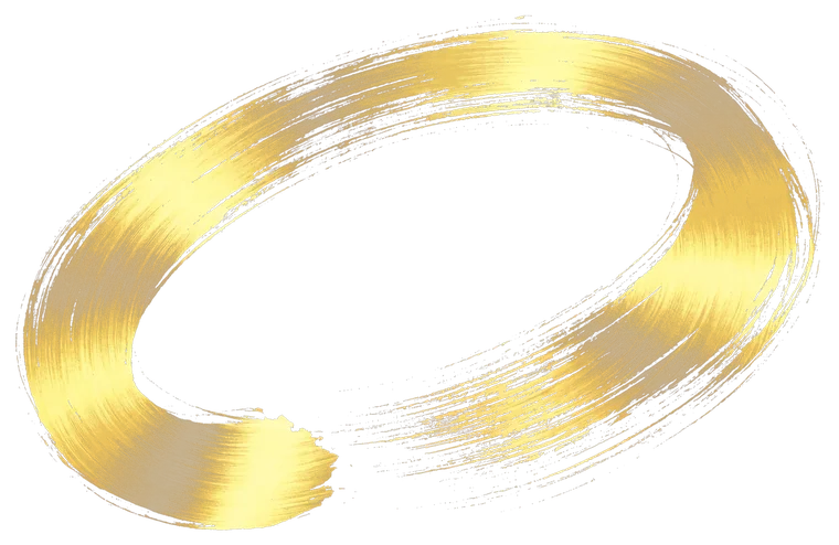 Buga Sphere symbol 07, rendered in gold Japanese brush calligraphy