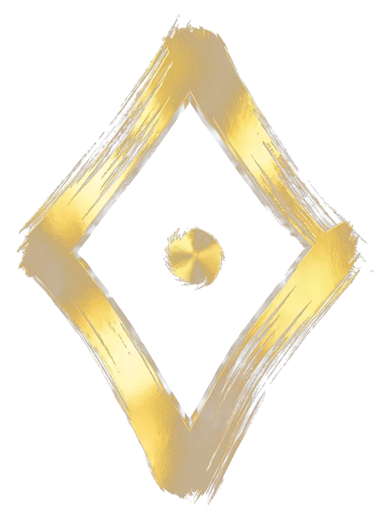 Buga Sphere symbol 11, rendered in gold Japanese brush calligraphy