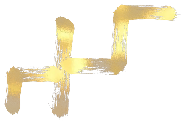 Buga Sphere symbol 12, rendered in gold Japanese brush calligraphy