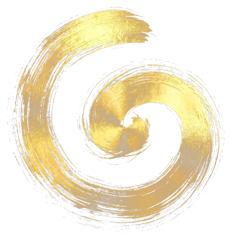 Buga Sphere symbol 18, rendered in gold Japanese brush calligraphy