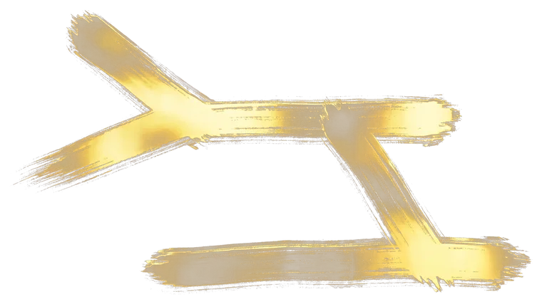 Buga Sphere symbol 30, rendered in gold Japanese brush calligraphy
